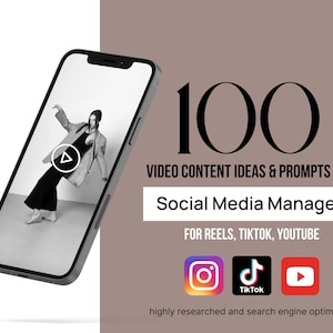 100 Social Media Manager Video Content ideas for Instagram Reels, Tiktok, YouTube | Viral Tiktok Prompts | Social Media Video Ideas | SMM