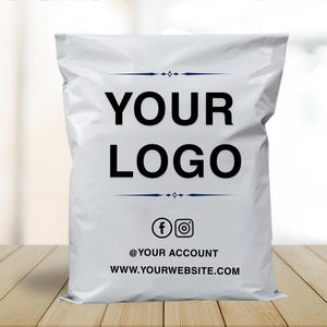 Envelopes de polietileno com logotipo para pequenas empresas, sacolas brancas personalizadas para remessa, embalagens ecológicas personalizadas, envelopes para comércio eletrônico
