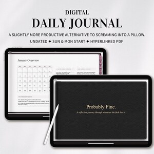 Undated Digital Daily Journal, Sarcastic Mindfulness, Goodnotes (PDF)