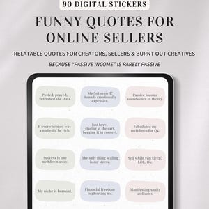 Funny Digital Sticker Pack, Pre Cropped Digital Stickers for Goodnotes, Sarcastic PNG Quotes for Planners, Stickers for Online Sellers