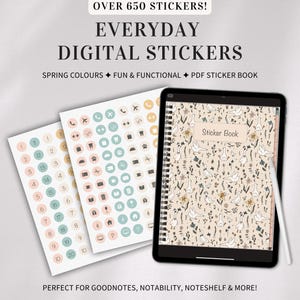 Digital Planner Stickers, Spring Colors, Icon Stickers (PNG & PDF)