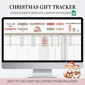 Weihnachtsgeschenk-Tracker, Google Sheets Weihnachten, Weihnachtsgeschenkplaner, Weihnachtsbudgettabelle, Weihnachtseinkaufsliste