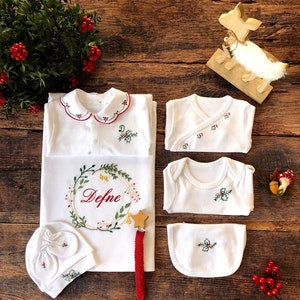 My First Christmas Baby Newborn Outfit | Handmade Brazilian Embroidery | Coming Home Outfit | Newborn Clothing Set | Personalized Baby Gift