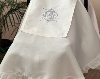 Carousel Car Seat Cover, Personalized Stroller Cover, Car Seat Canopy with Peek-a-Boo Window, New Baby Gift,  %100 Cotton Linen