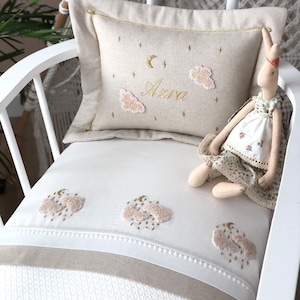 Twinkle Personalized 4 Piece Baby Quilted Bedspread Set | Hand Embroided, Cot bedding | Baby Crib Bedding | Gender Neutral Baby Quilt