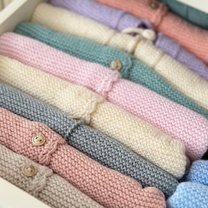 Norwegian Fir Hand Knitted Baby Cardigan and Bonnet Set | Organic Cotton Baby Jacket | Cute Baby Bonnet | Gender Neutral Baby Clothes