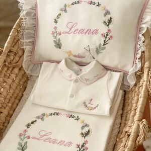 Yellow Butterfly Baby Newborn Outfit | Handmade Brazilian Embroidery | Newborn Clothing Set | Personalized Baby Gift | Custom Baby Outfit image 10