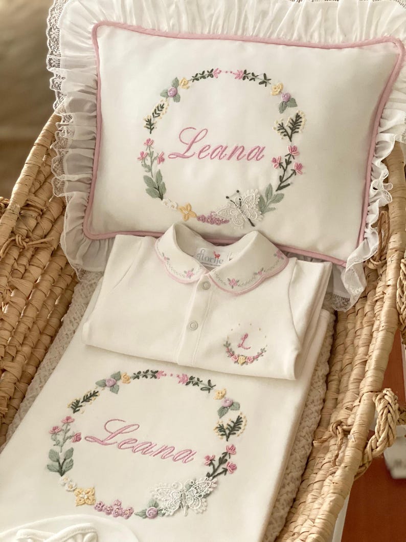 Yellow Butterfly Baby Newborn Outfit | Handmade Brazilian Embroidery | Newborn Clothing Set | Personalized Baby Gift | Custom Baby Outfit image 10