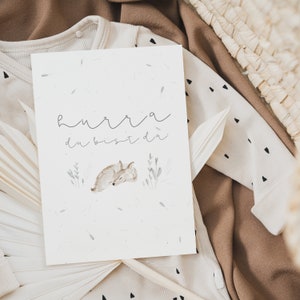 Karte Geburt Hurra endlich da | Postkarte zur Geburt, Din A6, Geburtskarte Baby