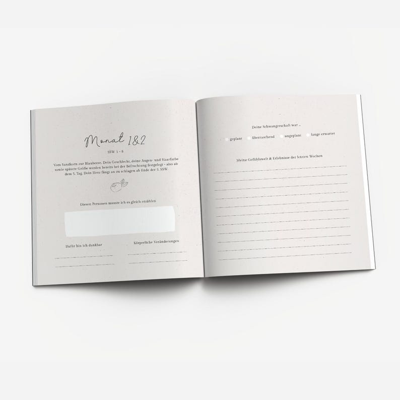 May include: A blank journal page with the title "Monat 182" and a section for daily entries. The page includes sections for "Dienen Personen" and "Besondere Veranderungen".