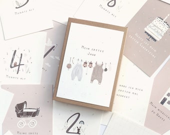 Cartes d'étape pour bébé – Ma première année | pour garçons & filles, cadeau de naissance