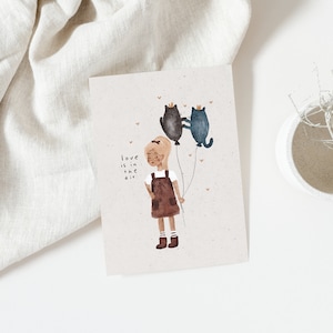 Postkarte Katzen lovecats | Tiermotiv Katze mit süßem Spruch