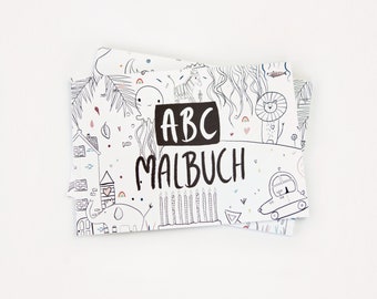 ABC Malbuch zum lernen der Buchstaben für Schulanfänger, Schulanfang, Alphabet