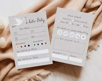 Gioco di scommesse per indovinare il baby shower | Giochi per bambini Carte da compilare per bambini