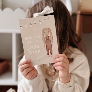 Postkarte Schulanfang Hase | Karte Einschulung, Hase, Zuckertüte
