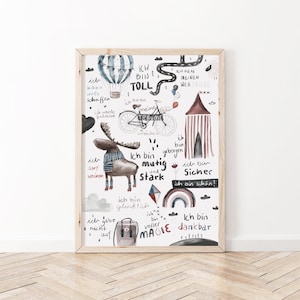 Affirmationsposter, Kinderposter, Poster Affirmationen Kinderzimmer, A2, A3, A4,
