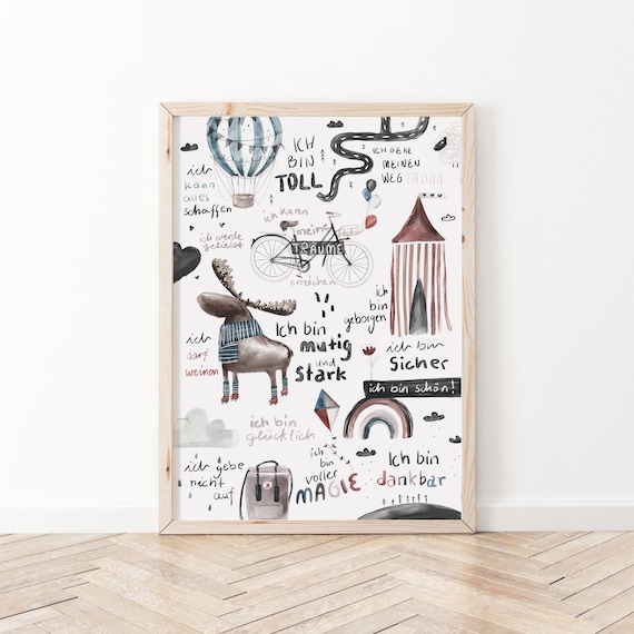 Affirmationsposter, Kinderposter, Poster Affirmationen Kinderzimmer, A2, A3, A4,