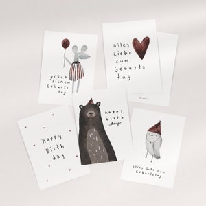 Geburtstagskarte Geburtstag Karten 5er Set | Postkarte Geburtstag Din A6 Geschenk Geburt Babygeschenk Geburt Grußkate Weihnachtsgeschenk