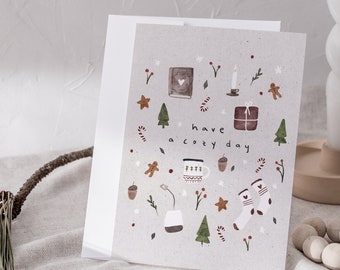 Carte de Noël confortable | carte de Noël