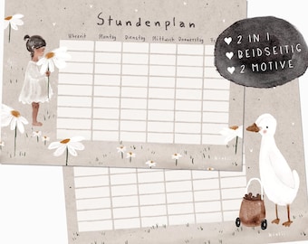 Wipeable timetable | Girl & Goose, double-sided, sustainable | Back-to-school gift