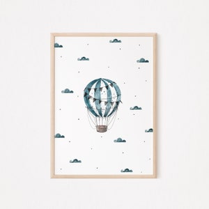 Poster Kinderposter Heißluftballon A3 & A4 Poster Kinderzimmerposter Geschenk Mädchen Geschenk Junge Poster Kinder Poster Baby Weihnachten