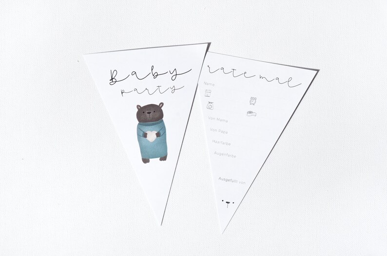 10 WIMPEL BABYPARTY Bear White, Fill Cards Babyshower, Decorativ 10 WIMPEL BABYPARTY Bear White, Fill Cards Babyshower, Decorativ