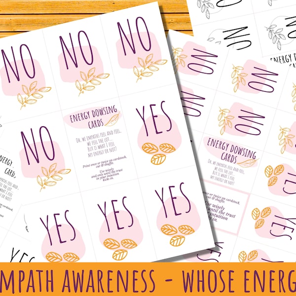 Empath energy cards, empowering learning tool, thoughtful gift for empath or hsp, empath essentials, daily inspiration, printable selfcare