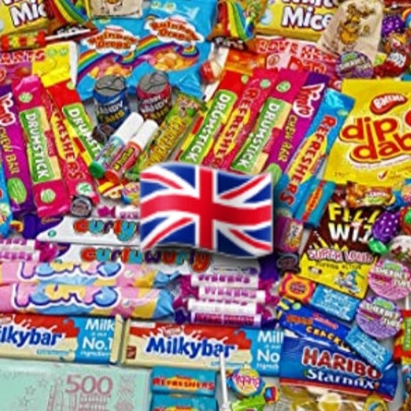 British Sweets and Chocolate Mystery Box, Sour Candy, Candy in Bulk, Happy Birthday Gifts, Party Gifts, Valentine's Day Gifts, Personalised