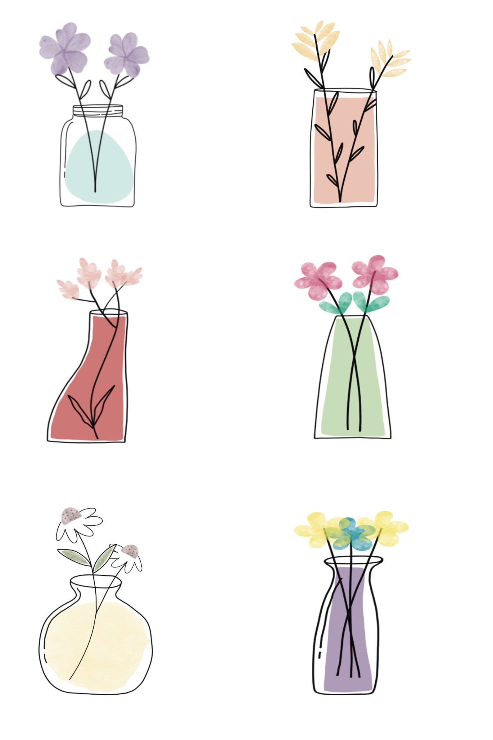 Beautiful Floral Vase Stickers Etsy