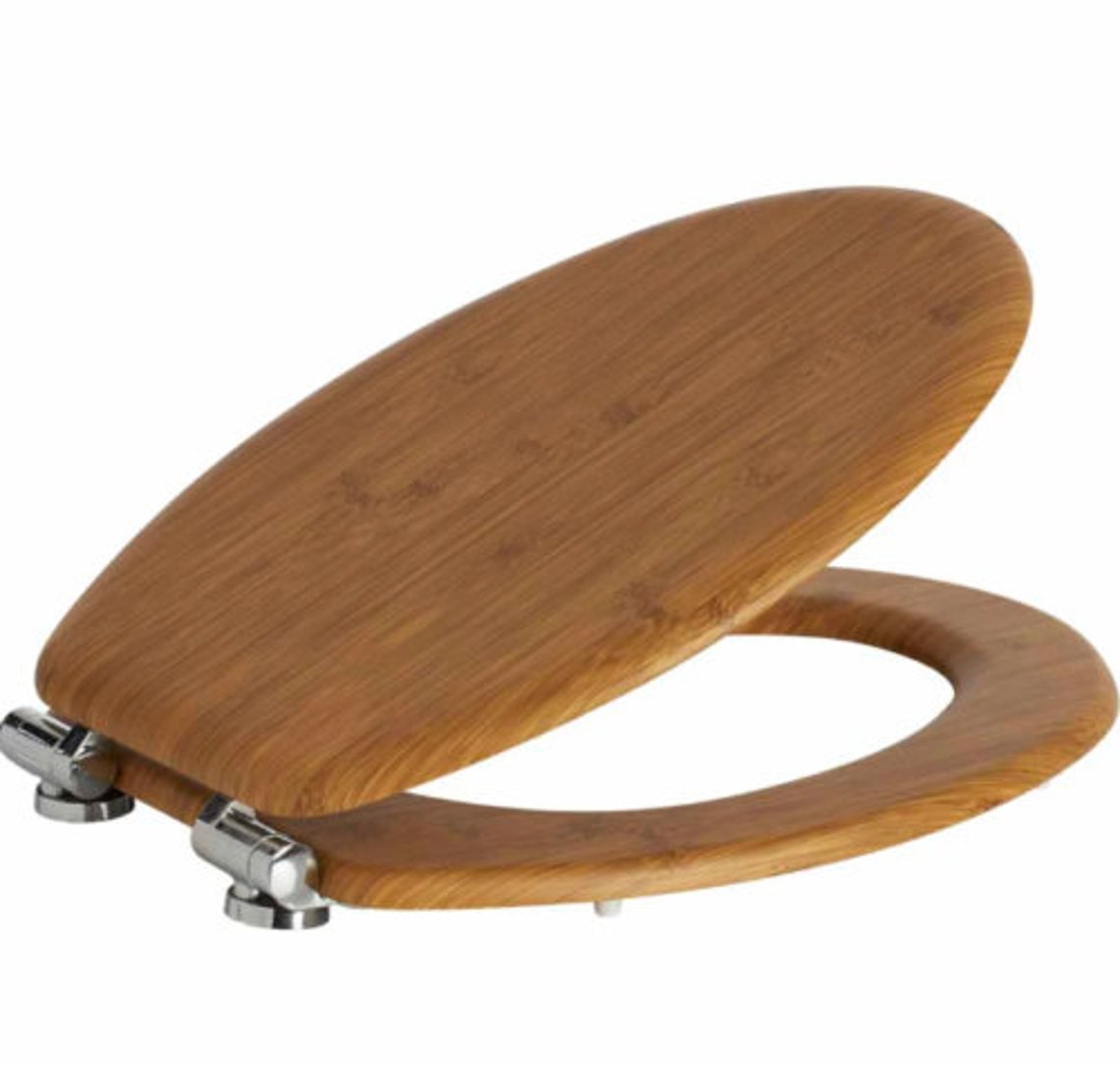 New Stylish Bamboo Toilet Seat Soft Close Toilet Seat Lid Etsy