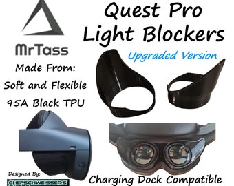 Bloqueadores de luz - Quest Pro (Compatible) - Par - Filamento TPU negro 95A (suave y flexible) - Impreso en 3D - Diseño actualizado