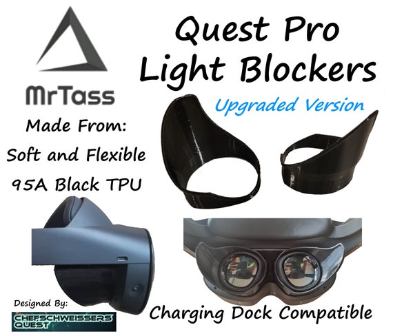Light Blockers - Quest Pro (Compatible) - Pair - Black 95A TPU filament (soft and flexible) - 3D Printed - Updated Design