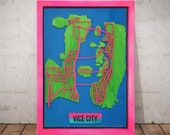 GTA Vice City Video Game Wooden Map