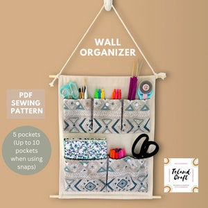 Hanging Wall Organizer PDF Sewing Pattern - Instant Download - Up to 10 pockets - Includes Step by Step Tutorial with photos