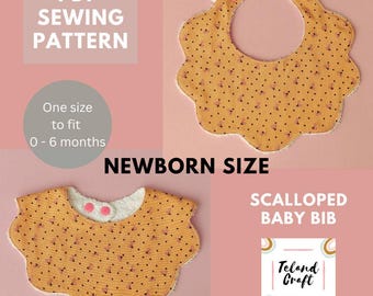 Newborn Scalloped Baby Bib Pattern - 0 to 6 Months - PDF Sewing Pattern with Tutorial