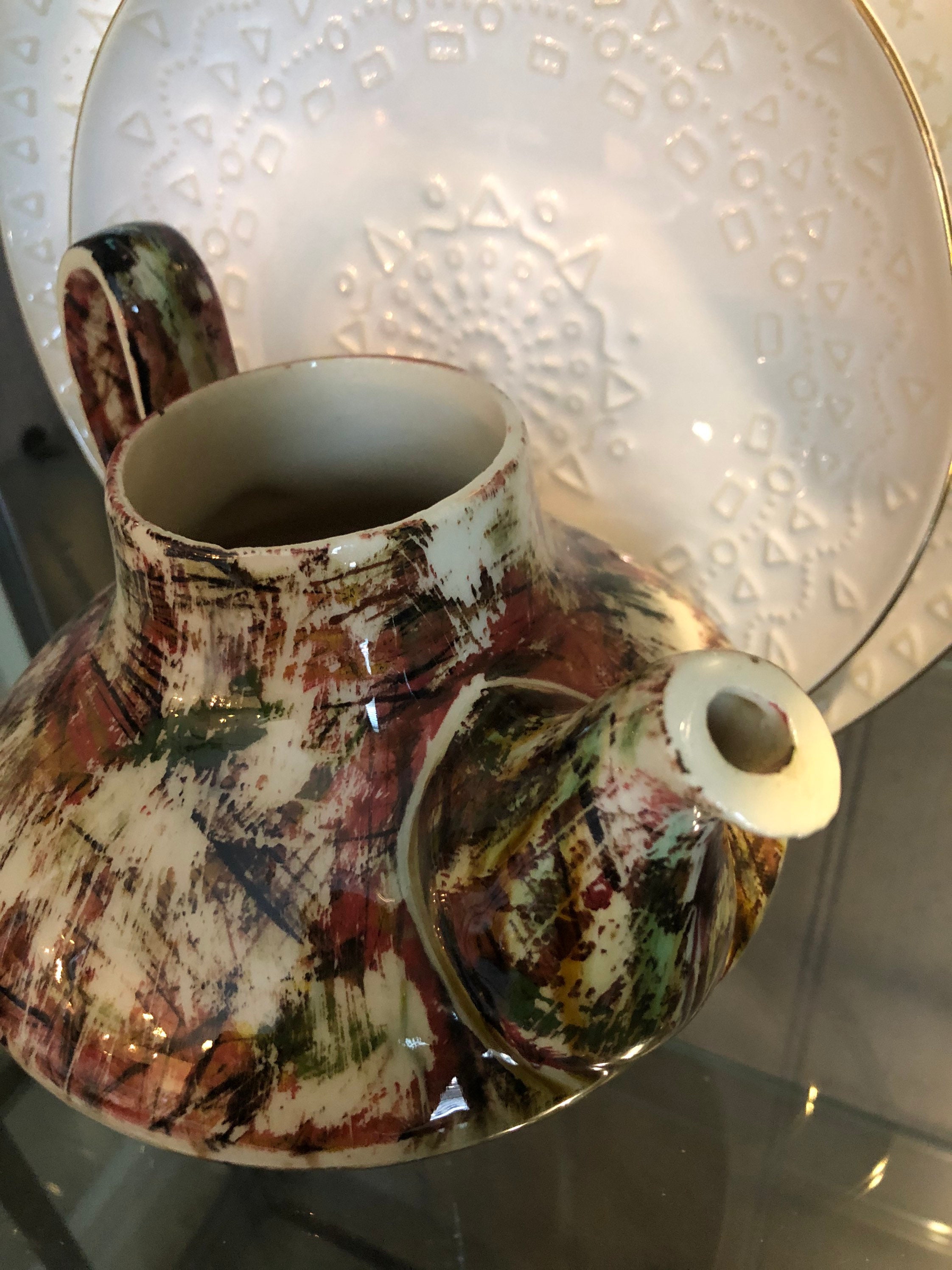 Vintage Hand Painted Ceramic Tea Pot Kitchen Decor. Etsy