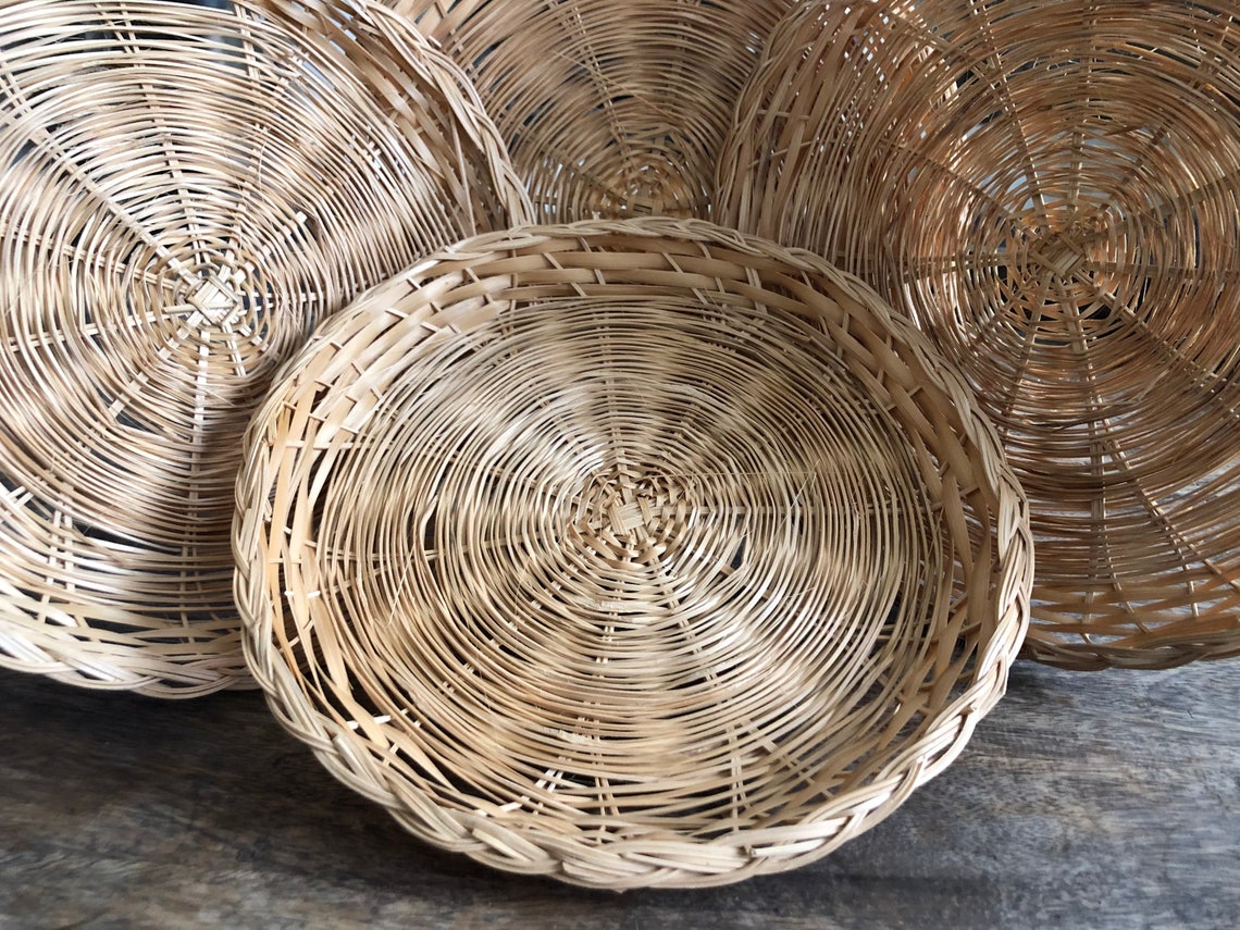 Vintage Wicker Paper Plate Holders Boho Wicker Wall Decor. Etsy