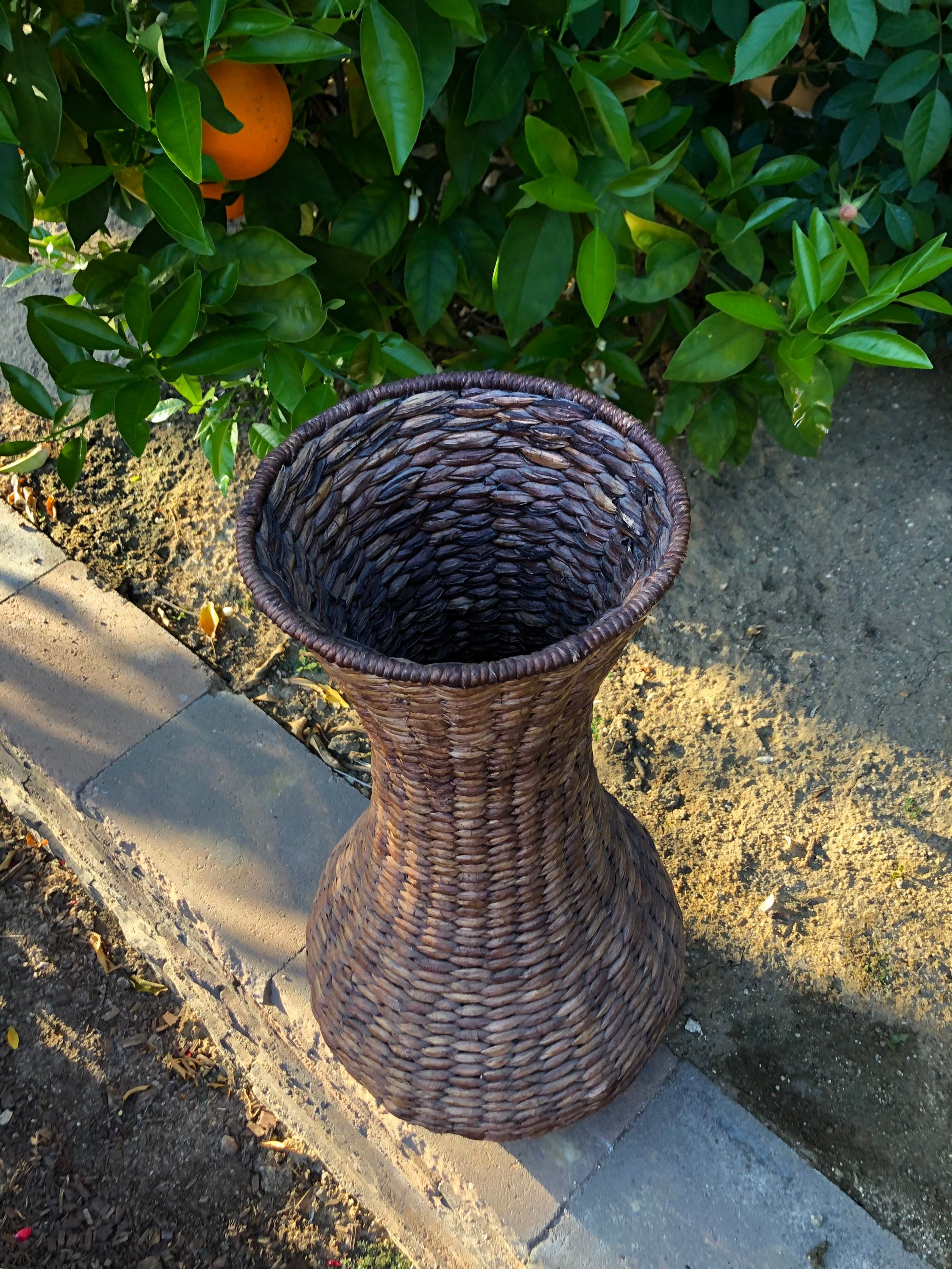 Boho Rustic Wicker Rattan Hand Woven Basket Floor Vase Home Etsy
