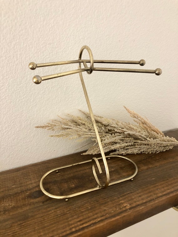 Vintage Brass Table Top Towel Holder Jewelry Stand Kitchen Etsy