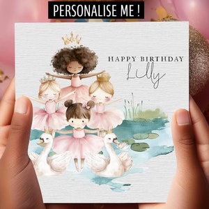 d'anniversaire personnalisée Princesse ballerine pour petite fille spéciale | Carte de visite personnalisée pour fille, petite-fille, nièce, soeur, amie