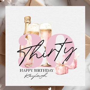 Personalised 30th Pink Birthday Card for her, Happy 30th Birthday Card, 30 Today, Thirty milestone card-Best Friend, Daughter, Sister, Niece