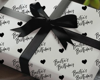 Happy Birthday Bestie Wrapping Paper & Gift tag For Her UK,Simple Cute Luxury Wrapping paper Sheets for special friend,Best Friend Birthday
