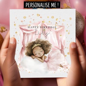Tarjeta de cumpleaños personalizada de princesa bailarina para una niña especial / Tarjeta de nombre personalizada para hija, nieta, sobrina, hermana, amiga