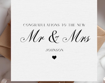 Congratulations wedding day Card For Bride and Groom, Wedding Day Card, Personalised MR & MRS marriage card, Happy couple partner card