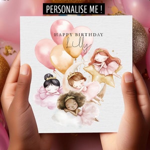 d'anniversaire personnalisée Princesse ballerine pour petite fille spéciale | Carte de visite personnalisée pour fille, petite-fille, nièce, soeur, amie