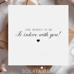 Tarjeta de aniversario de 1 año para esposo, tarjeta de aniversario de 1 año para esposa, tarjeta de aniversario de un año para novio, para novia - Tan enamorado de ti