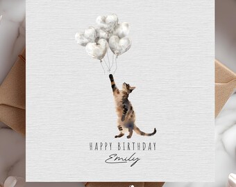 Cat birthday card for her, Personalised birthday card for cat lovers,  Birthday card for Cat owners - Daughter, Sister, Niece, Best Friend