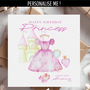 Biglietto di auguri di compleanno personalizzato con nome principessa rosa, bambina speciale, compleanno bambina, regalo per ragazze - figlia/sorella/nipote/amica