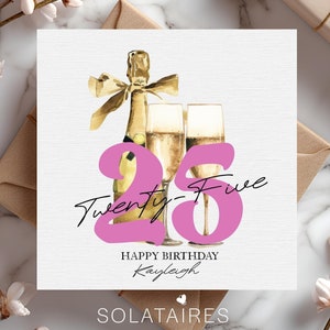 Carte personnalisée du 25e anniversaire rose pour elle, joyeux 25e anniversaire, 25 ans aujourd'hui, carte de 25 jalons : meilleure amie, fille, sœur, nièce