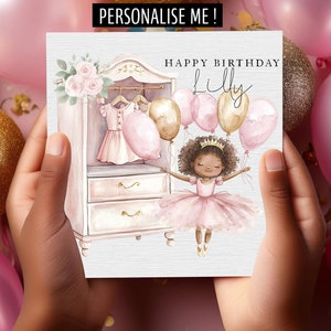 d'anniversaire personnalisée Princesse ballerine pour petite fille spéciale | Carte de visite personnalisée pour fille, petite-fille, nièce, soeur, amie